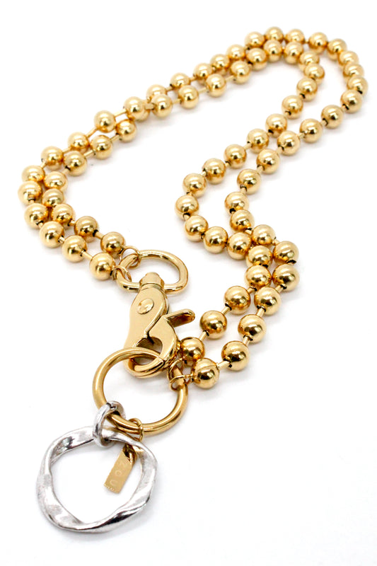 Silver Hoop Charm Convertible Short to Long Necklace Gold Chain Claw Clasp