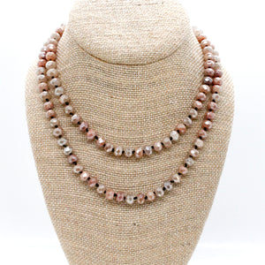 Hand-Knotted Long Peach Agate Bead Necklace - NL-PA