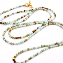 Load image into Gallery viewer, Delicate Faceted Mini Semi Precious Stone Amazonite Beaded Necklace - N9-108
