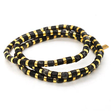 Load image into Gallery viewer, Black and Gold Stretch Stone Bracelet -Stone Collection-
