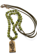 Load image into Gallery viewer, Buddha Necklace 60 - Agate and Leather Buddha Necklace - One of a Kind -
