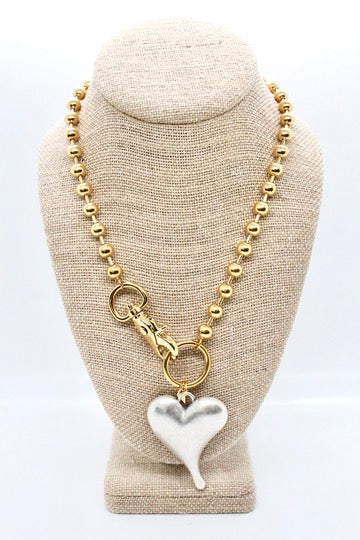 Simple Silver Pendant Convertible Gold Chain Necklace