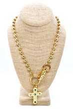 Load image into Gallery viewer, African Turquoise Cross Convertible Gold Chain Necklace
