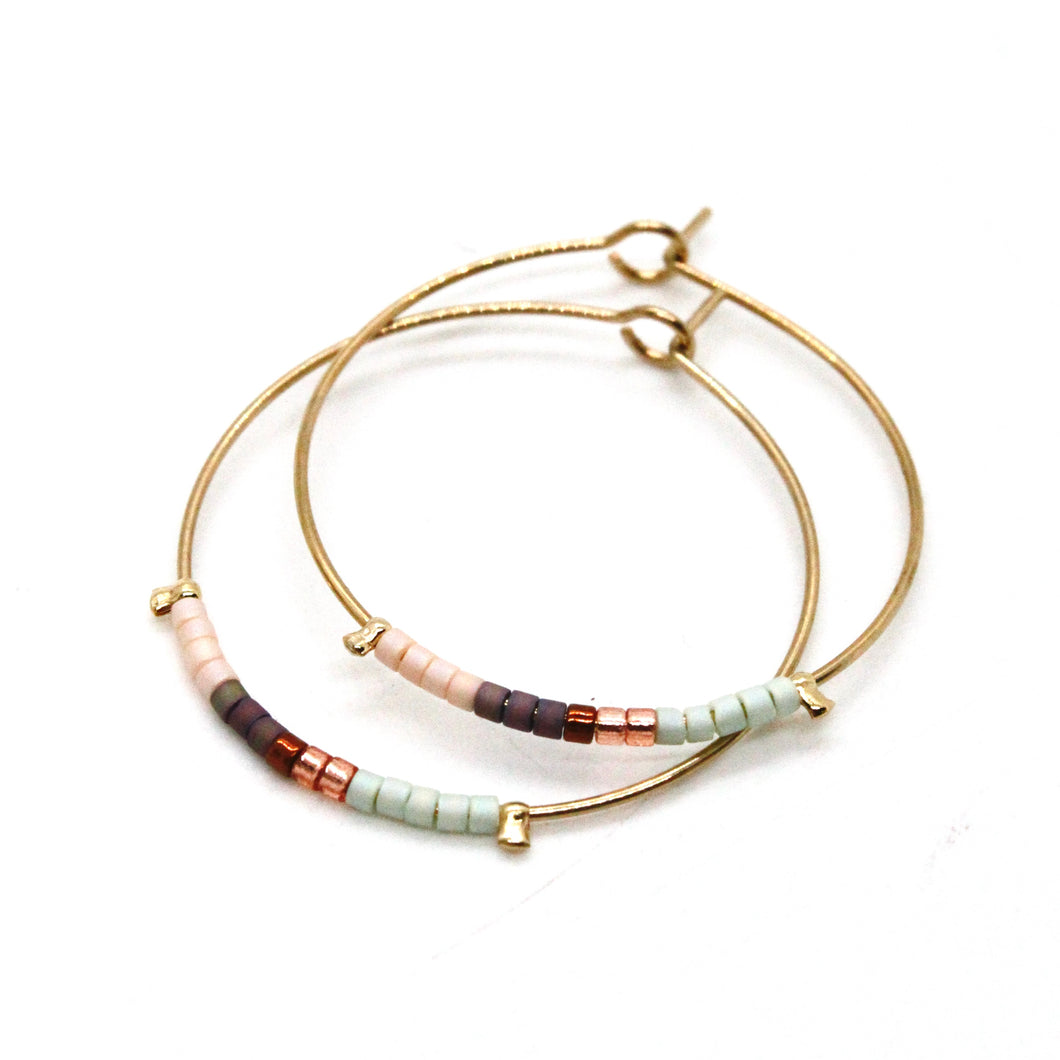 Miyuki Bead Mix Hoop Earrings - E8-038A