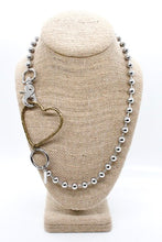 Load image into Gallery viewer, Brass Heart Outline Convertible Silver Chain Necklace
