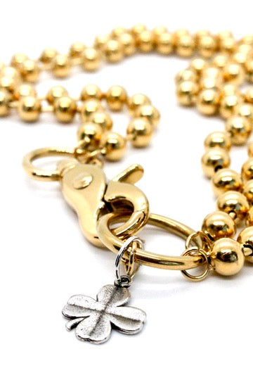 Convertible Short or Long Gold Ball Chain Lucky Shamrock - N2-892GD