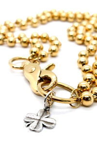 Convertible Short or Long Gold Ball Chain Lucky Shamrock - N2-892GD