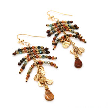 Load image into Gallery viewer, Semi Precious Mini Stone and Gold Charm Dangle Earrings - E4-324
