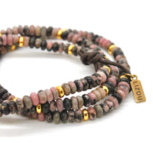 Load image into Gallery viewer, Rhodonite + Gold Bracelet Bundle
