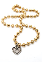 Load image into Gallery viewer, Single Gold Plate Ball Chain Necklace with Small Heart Charm N2-S505g -The Classics Collection-
