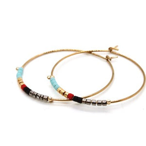 Miyuki Bead Mix Hoop Earrings - E8-038J