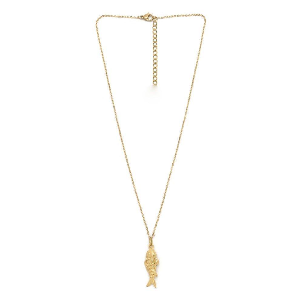 Single Gold Fish Short Necklace