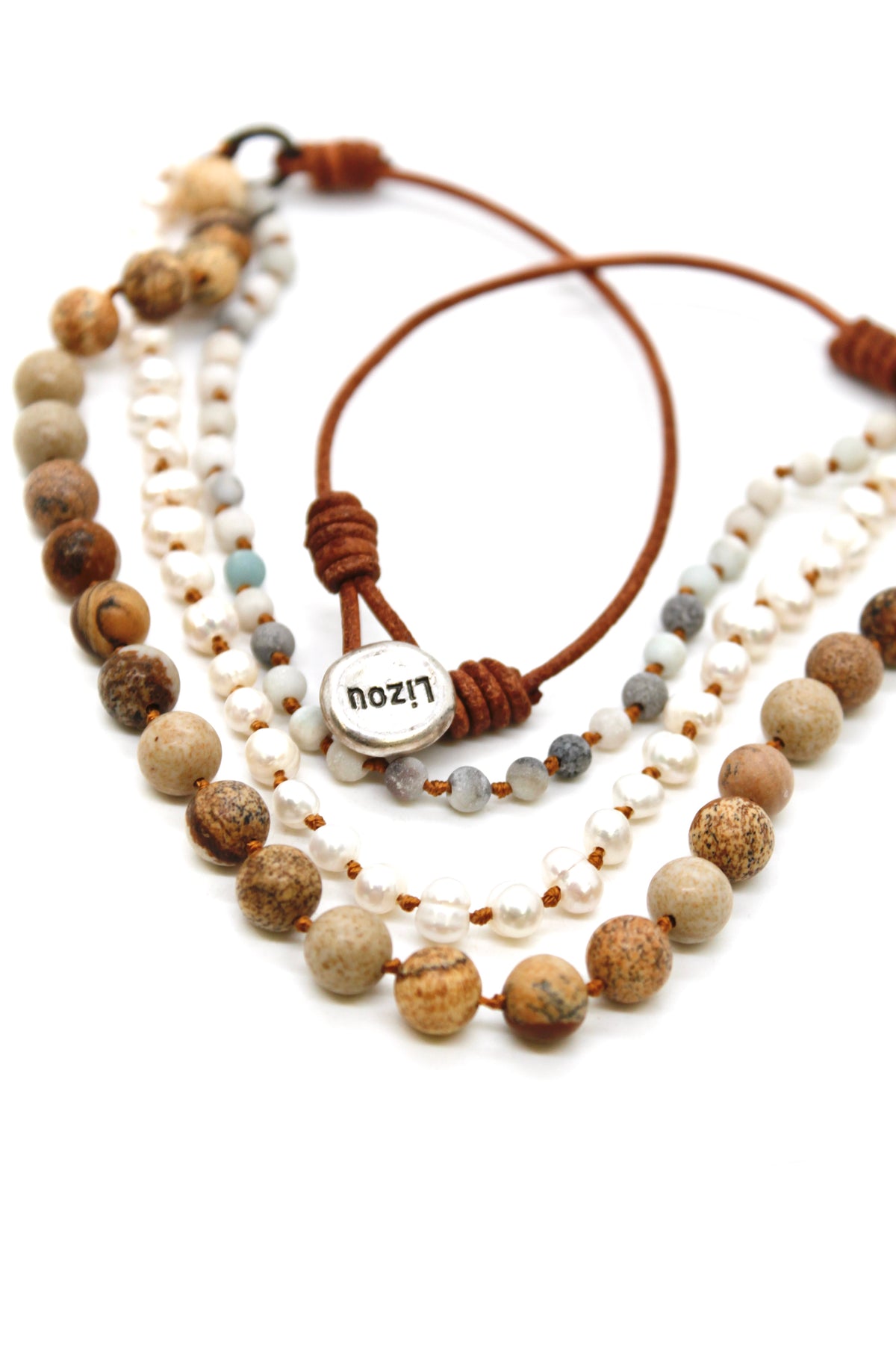 Semi Precious Stone Multi Strand Short Necklace - N4-006