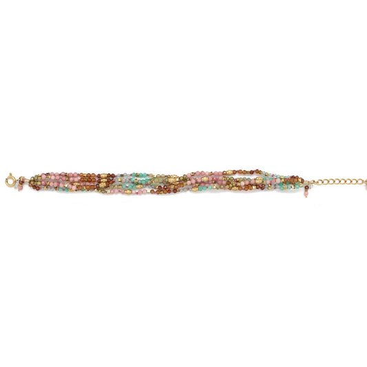 Mixed Semi Precious Stone 5 Strand Bracelet - B4-041E