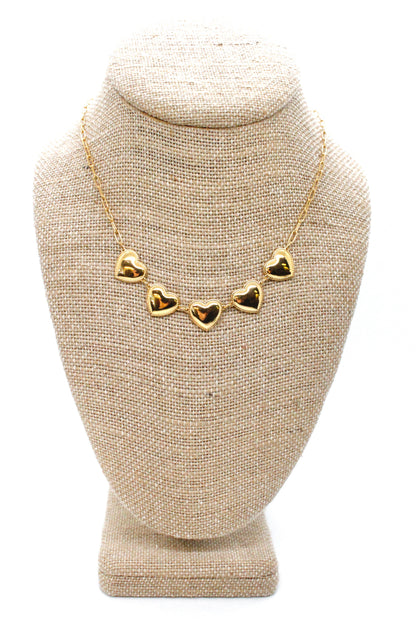 Five Heart Short Necklace