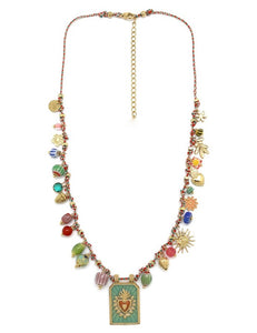 Flaming Heart Multi Charm Colorful Necklace - N2-2575