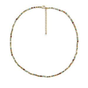 Short Beaded Gold and Semi Precious Stone Necklace