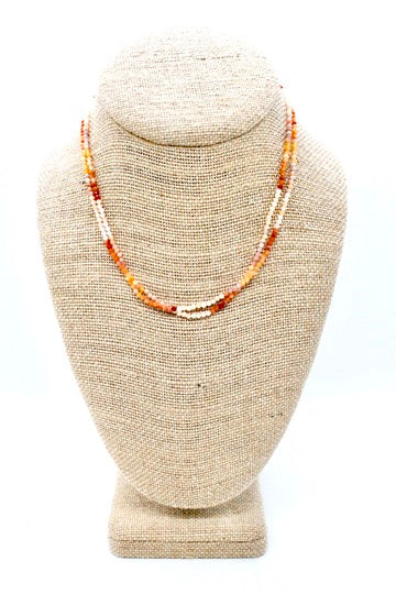 Delicate Faceted Mini Semi Precious Stone Mix Beaded Necklace - N9-012