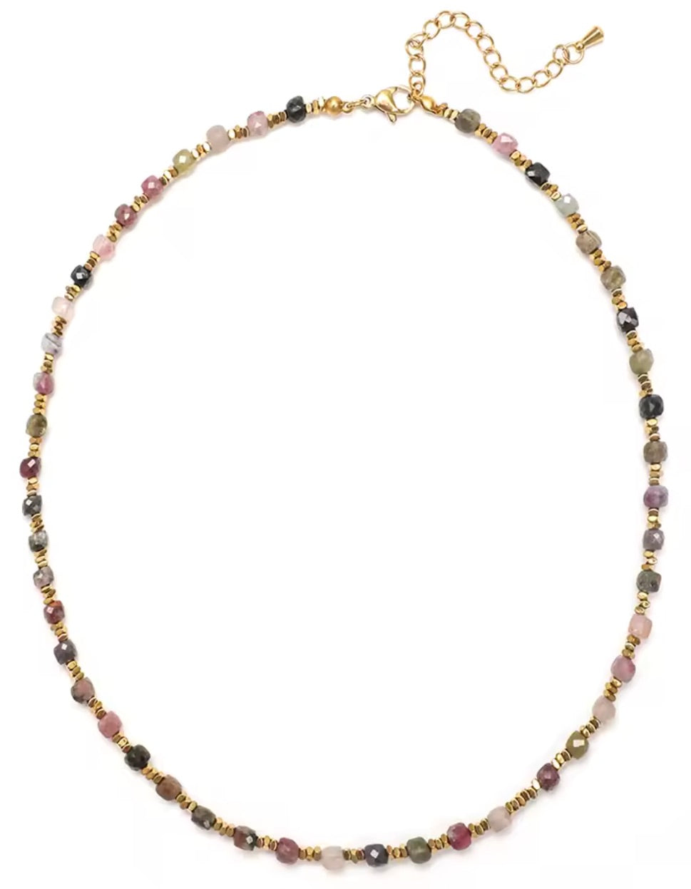 Simple Semi Precious Stone and 24K Gold Plate Necklace- N2-2389