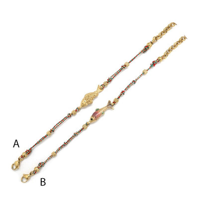 Mini Gold Fish Simple Cord Strand Bracelet - B4-015