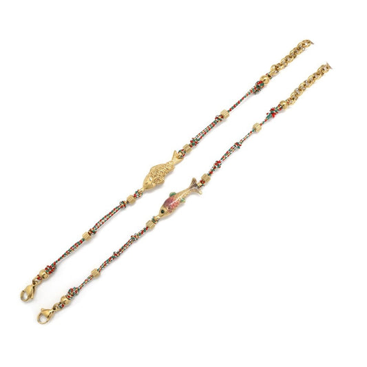 Mini Gold Fish Simple Cord Strand Bracelet - B4-015