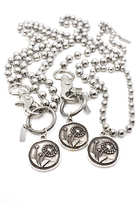 Dandelion Pendant Convertible Silver Chain Necklace