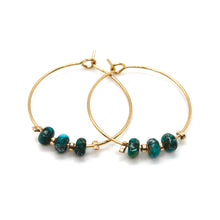 Load image into Gallery viewer, Turquoise Jasper Bead Hoop Earrings E7-013 -Stone Collection-
