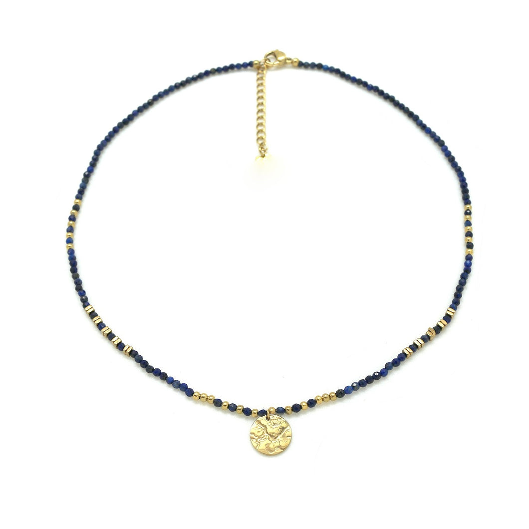 Single Gold Charm Lapis Lazuli Stone and Gold Necklace