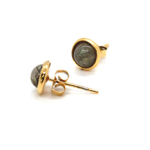 Load image into Gallery viewer, Mini Gold and Labradorite Post Earrings -French Flair Collection-
