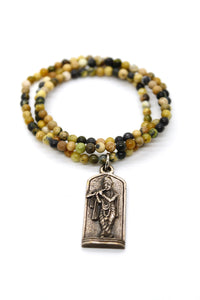 Green Jasper Necklace with Small Buddha -Buddha Collection-