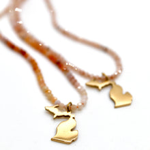 Load image into Gallery viewer, Michigan State Mini Stone Gold Charm Necklace

