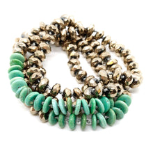 Load image into Gallery viewer, Hand-Knotted Green Turquoise and Pyrite Necklace
