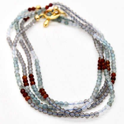 Delicate Faceted Mini Semi Precious Stone Mix Beaded Necklace - N9-002