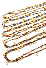 Load image into Gallery viewer, Multi Stone Mix and Mini Gold Coin Wrap Necklace - N2-2617E
