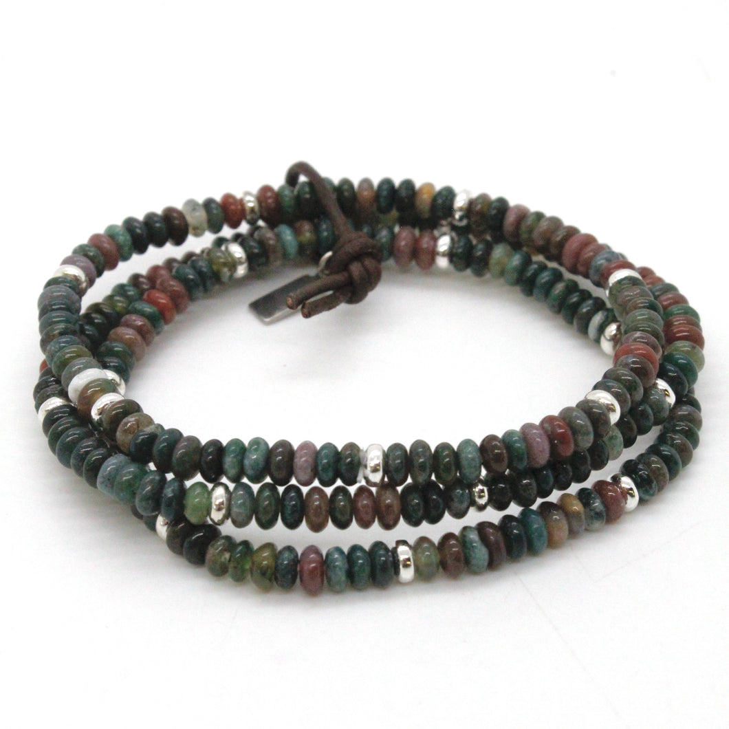 Indian Agate + Silver Bracelet Bundle