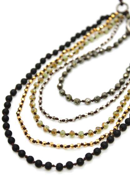 Semi Precious Stone Multi Strand Short Necklace - NLS-Nova