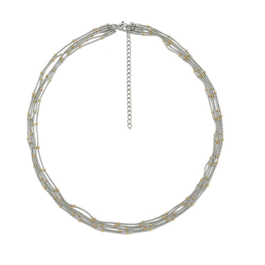 Delicate Silver Two Tone Dotted Necklace -  N2-2697S