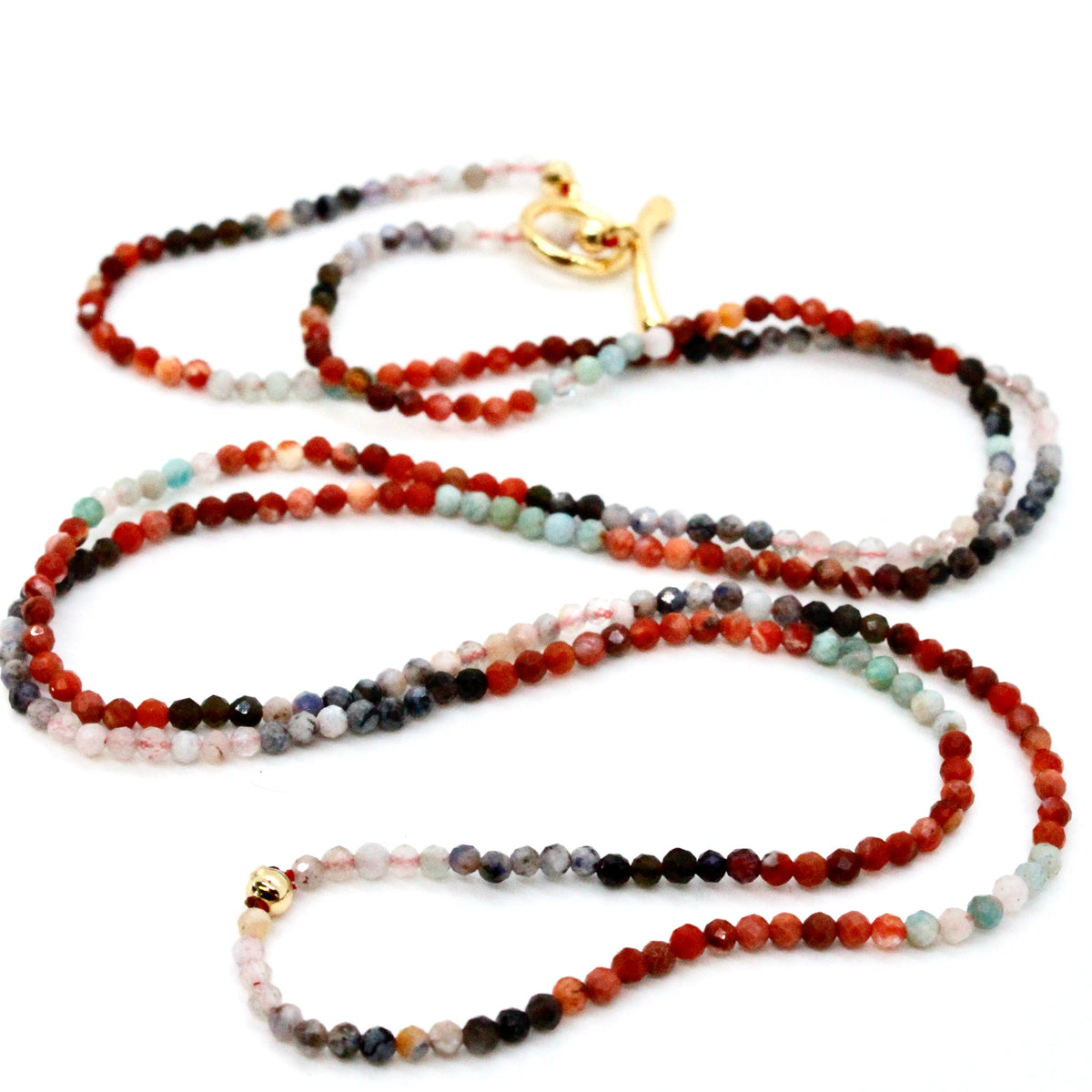 Delicate Faceted Mini Semi Precious Stone Mix Beaded Necklace - N9-003