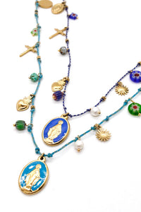 Long Religious Saint and Charm Necklace - N2-2619