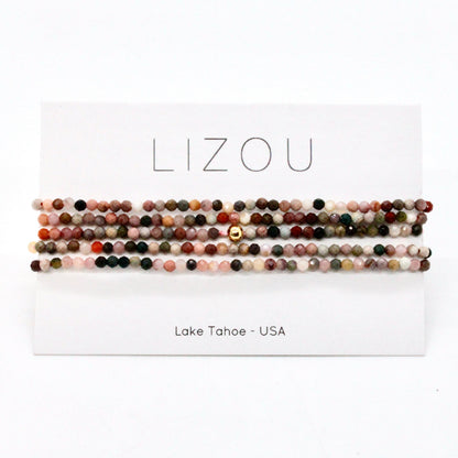 Delicate Faceted Mini Semi Precious Stone Alashan Agate Beaded Necklace - N9-103