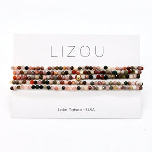 Delicate Faceted Mini Semi Precious Stone Alashan Agate Beaded Necklace - N9-103