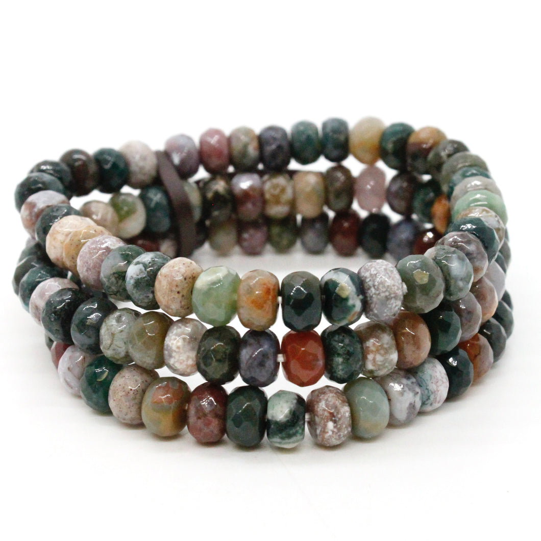 Faceted India Agate Three Strand Bracelet -BL-IA