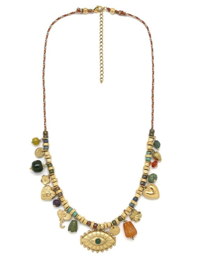 Multi Mini Charms and Stones Necklace - N2-2643