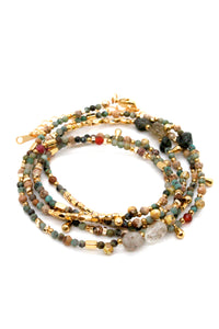 Museum Style Gold Plate and Semi Precious Stone Double Length Necklace -French Flair Collection-