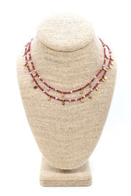 Load image into Gallery viewer, Pink Tourmaline and Pearl Gold Mini Coin Wrap Necklace - N2-2616C
