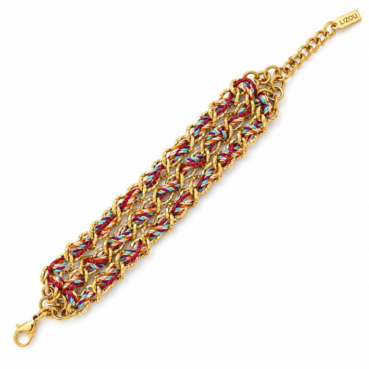 Multicolor Woven Chain Bracelet - B4-061