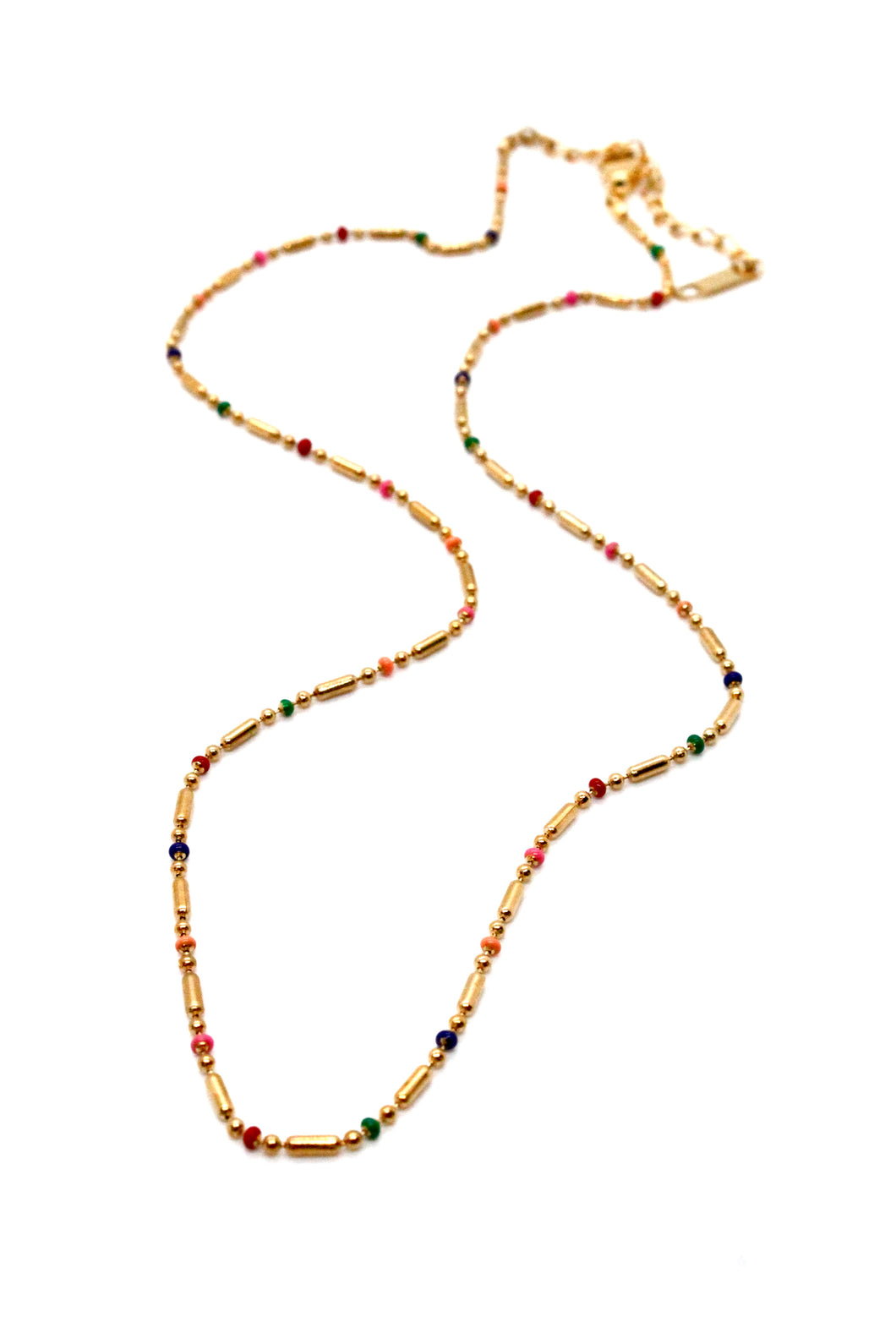 Gold and Rainbow Dots Delicate Chain Necklace -French Flair Collection-