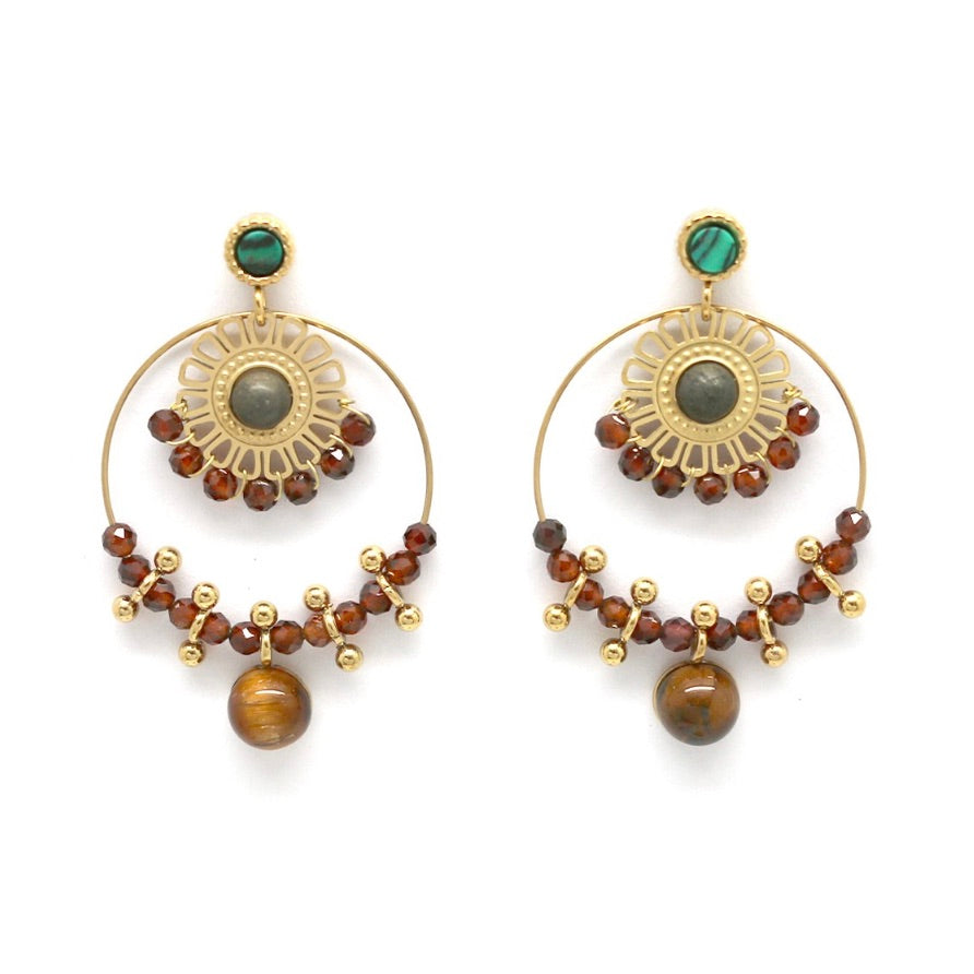 Rust Rosette Fall Dangle Earrings - E4-313