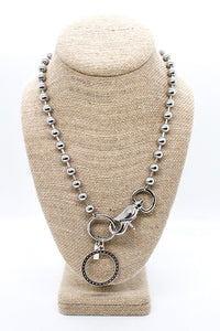 Antique Silver Circle Pendant Convertible Silver Chain Necklace