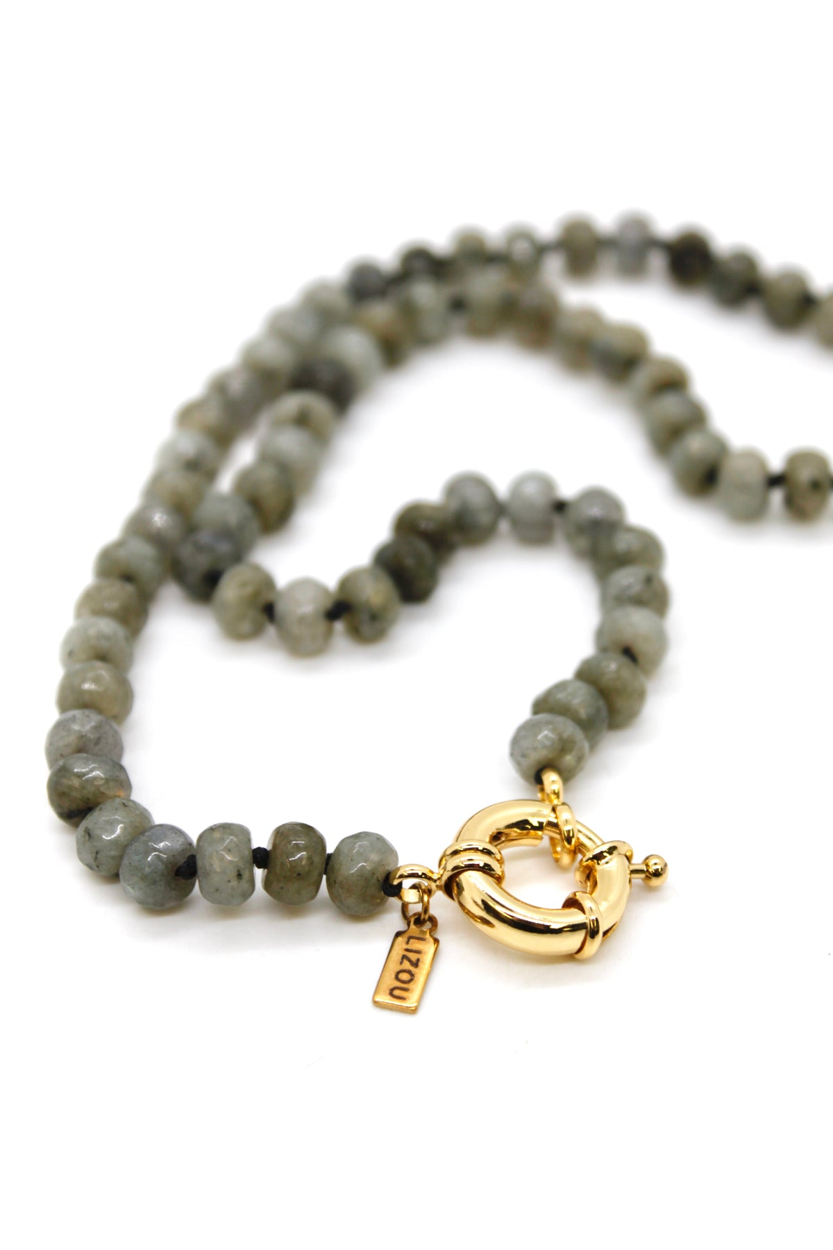 Hand-Knotted Short Faceted Labradorite Beaded Necklace - NLS-LB